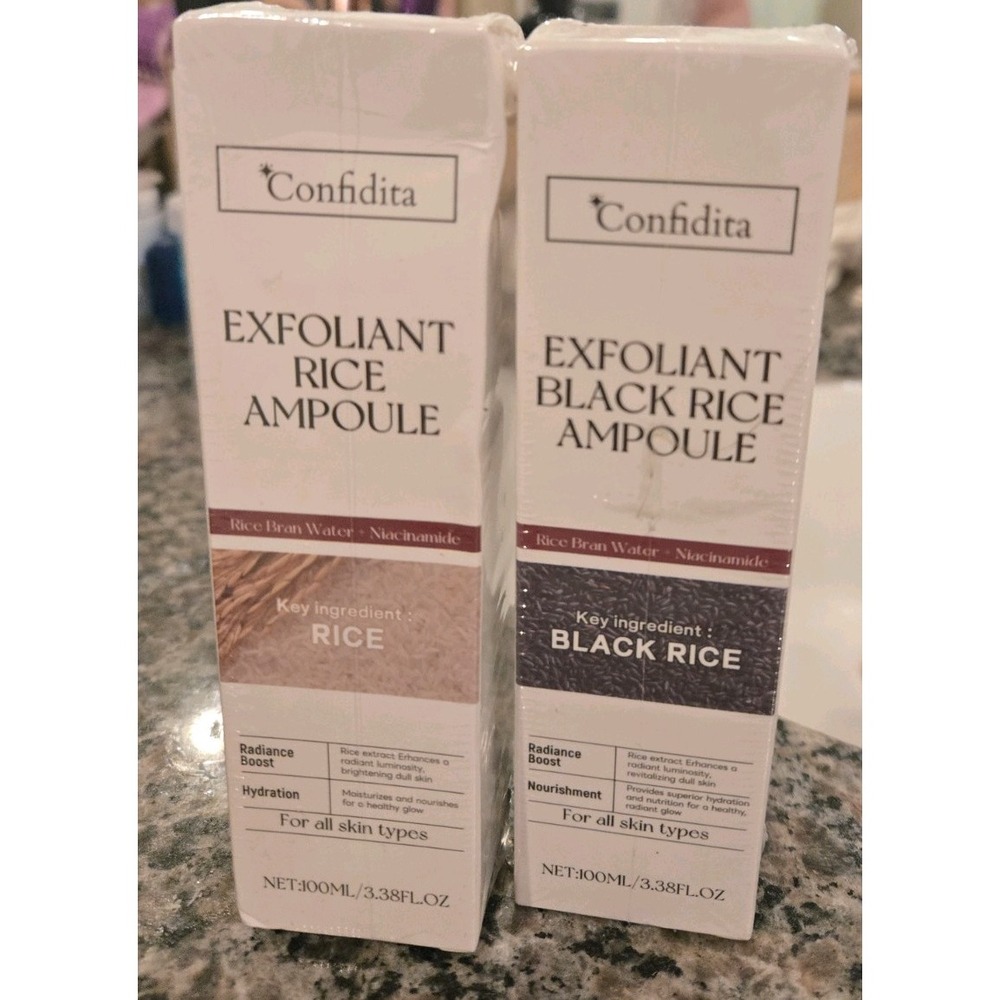 Confidita Viral Korean Exfoliating Rice Face Treatment Peel Shot Black & White